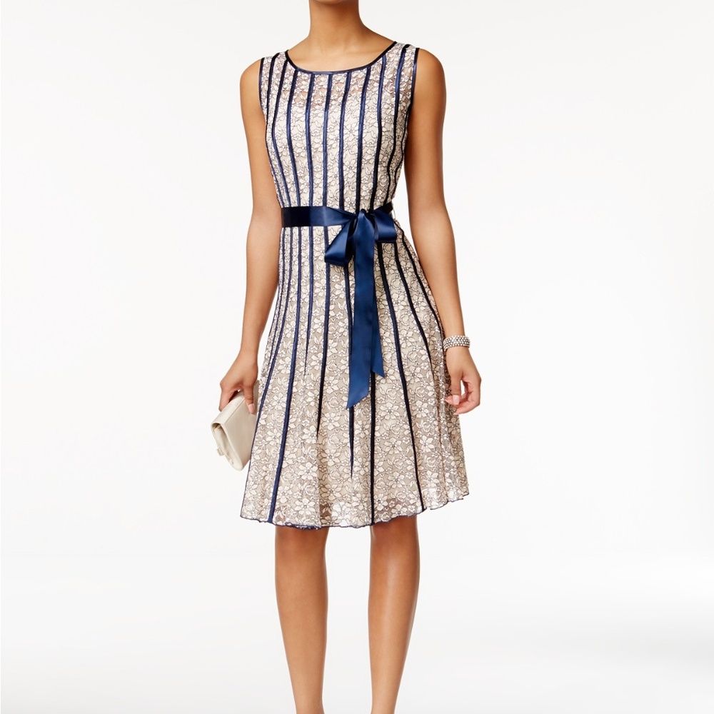 SL Fashions Sleeveless Belted A-Line Dress